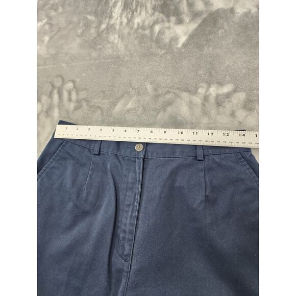 LL Bean High Rise Straight Leg Chino Pants Size 12 Blue Cotton Office Preppy - Picture 5 of 9